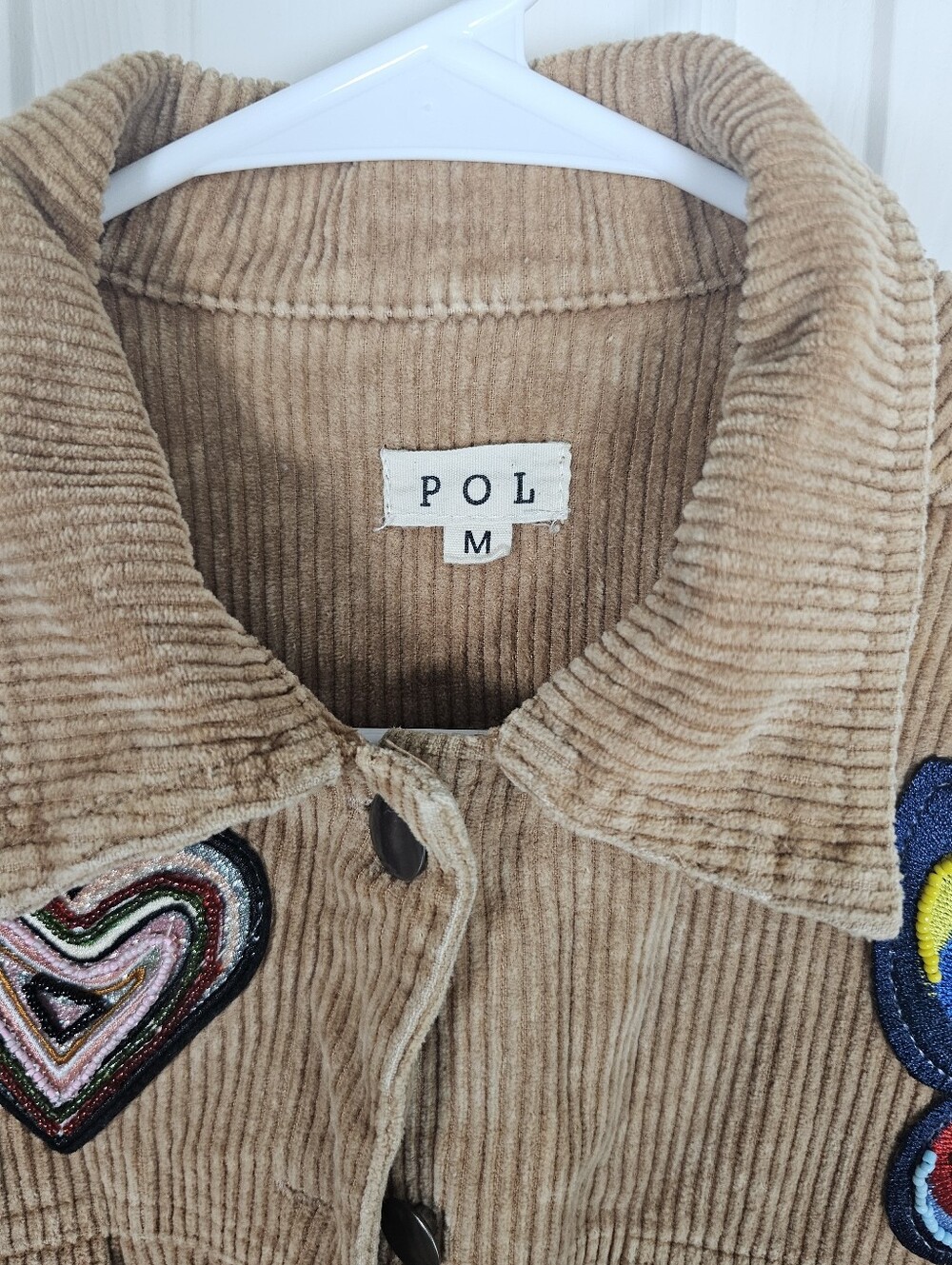 POL Corduroy Patch Sequince Crochet Jacket Size M - Picture 2 of 7